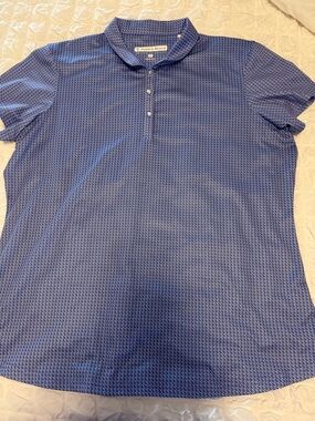 Pebble Beach Blue Short-Sleeve Polo Blouse